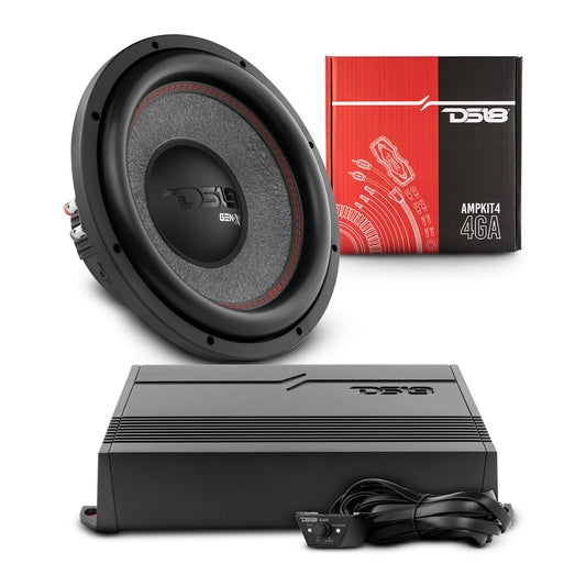 Bass Bundle: 12" Subwoofer with Monoblock Amplifier and Installation Kit.