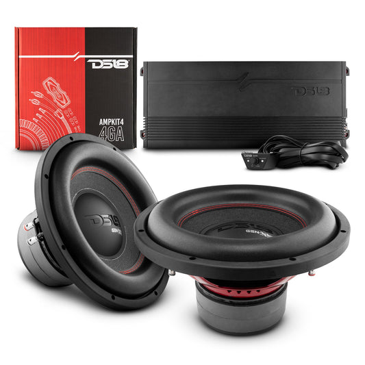 Bass Bundle: Dual 12" Subwoofers with Monoblock Amplifier and Installation Kit.