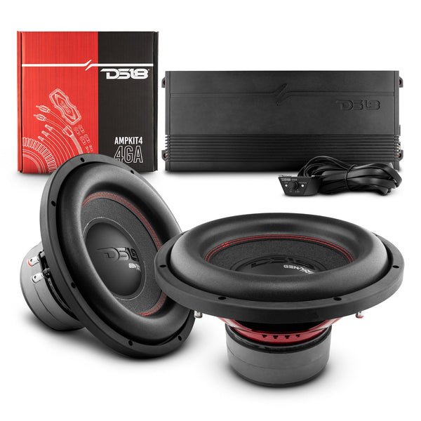 Bass Bundle: Dual 12" Subwoofers with Monoblock Amplifier and Installation Kit.