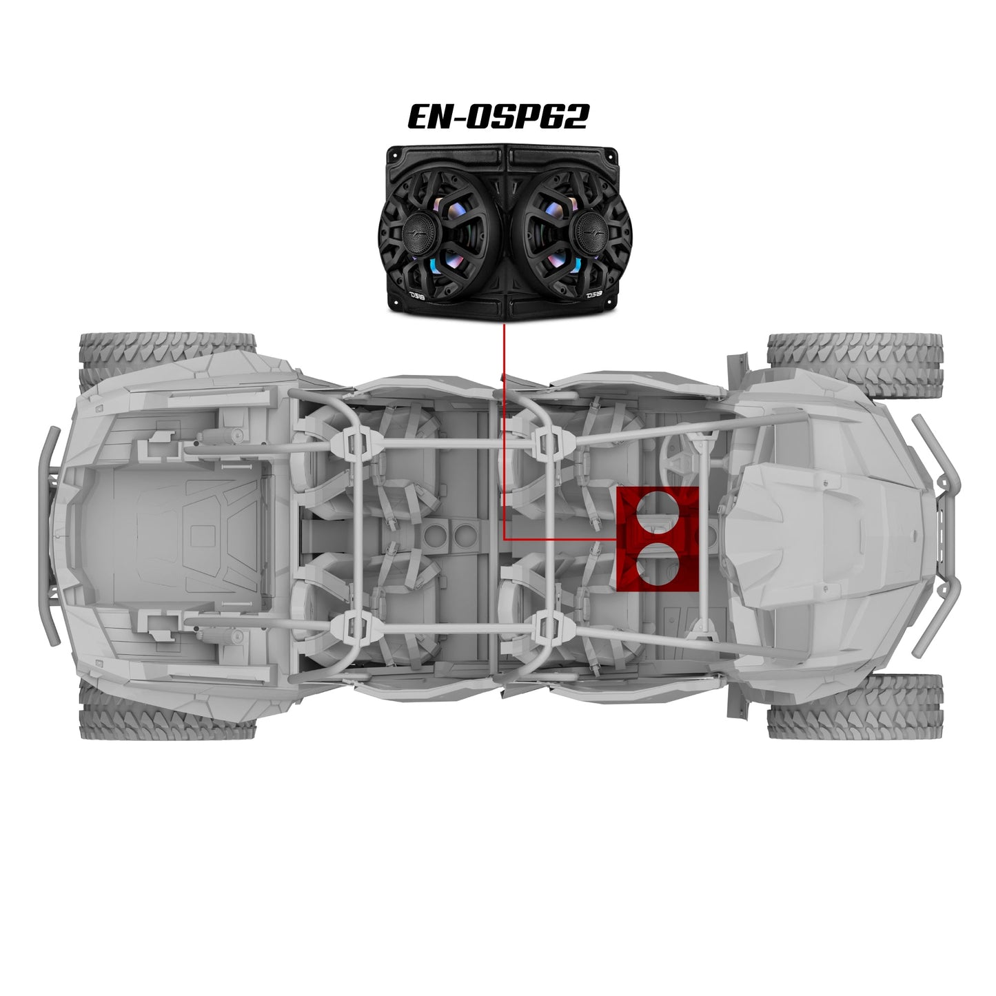 Polaris RZR / RZR PRO Overhead Enclosure With Amplifier and Installation Kit - Loaded with 2x 6.5" 2-Way Marine Speakers With Digital LED Lights.