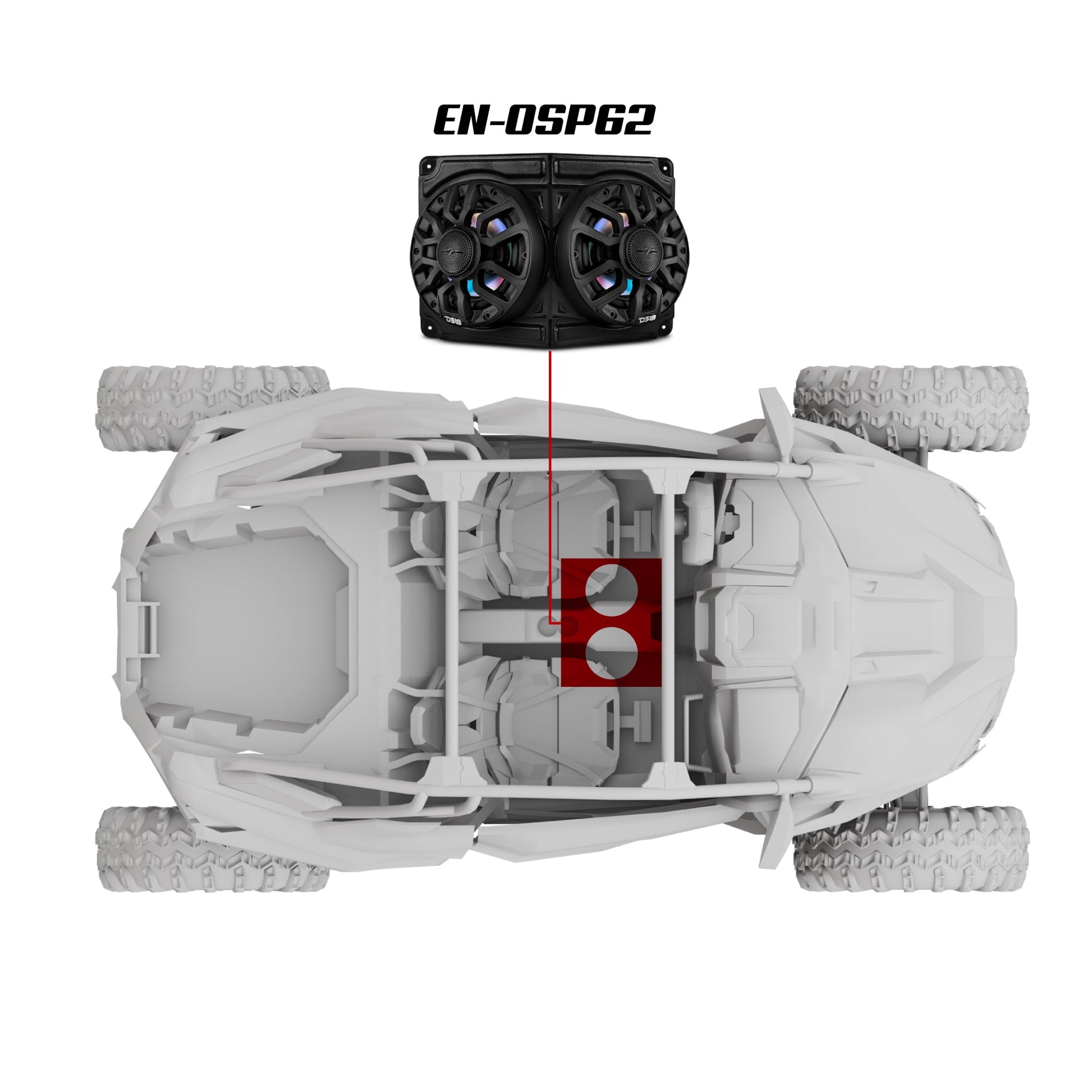 Polaris RZR / RZR PRO Overhead Enclosure With Amplifier and Installation Kit - Loaded with 2x 6.5" 2-Way Marine Speakers With Digital LED Lights.