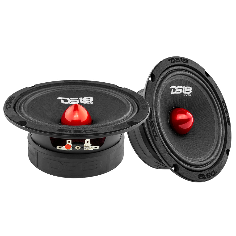 Pro Audio Speaker Bundle: 6.5" Midrange Speakers with OEM Speaker Adapters, Amplifier, and Wiring Kit.