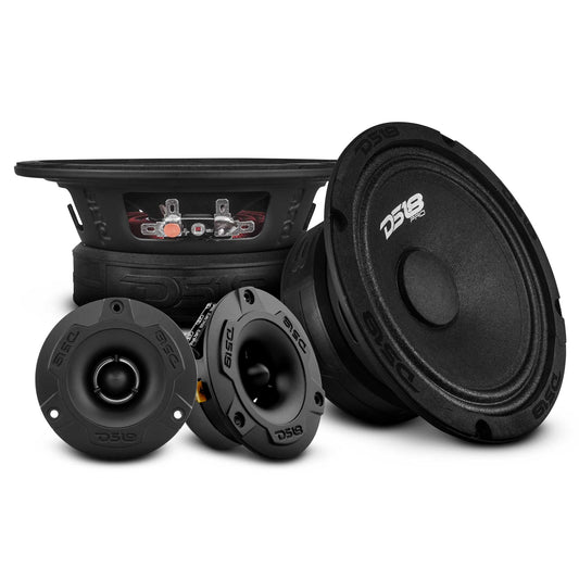 DS18 PRO-GM6.4PK Loudspeakers and Tweeters Package Including a Pair of PRO-GM6.4 + a Pair of PRO-TW1X/BK.