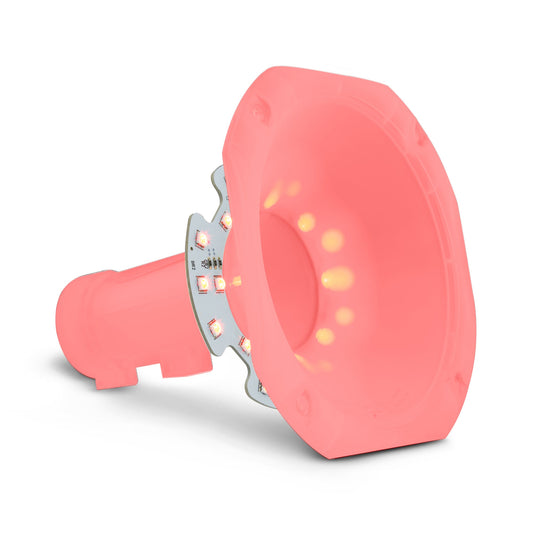 DS18 PRO-HA110CL Twist On 1" 110° 6.14" Depth Plastic Horn Clear with RGB LED Lights.