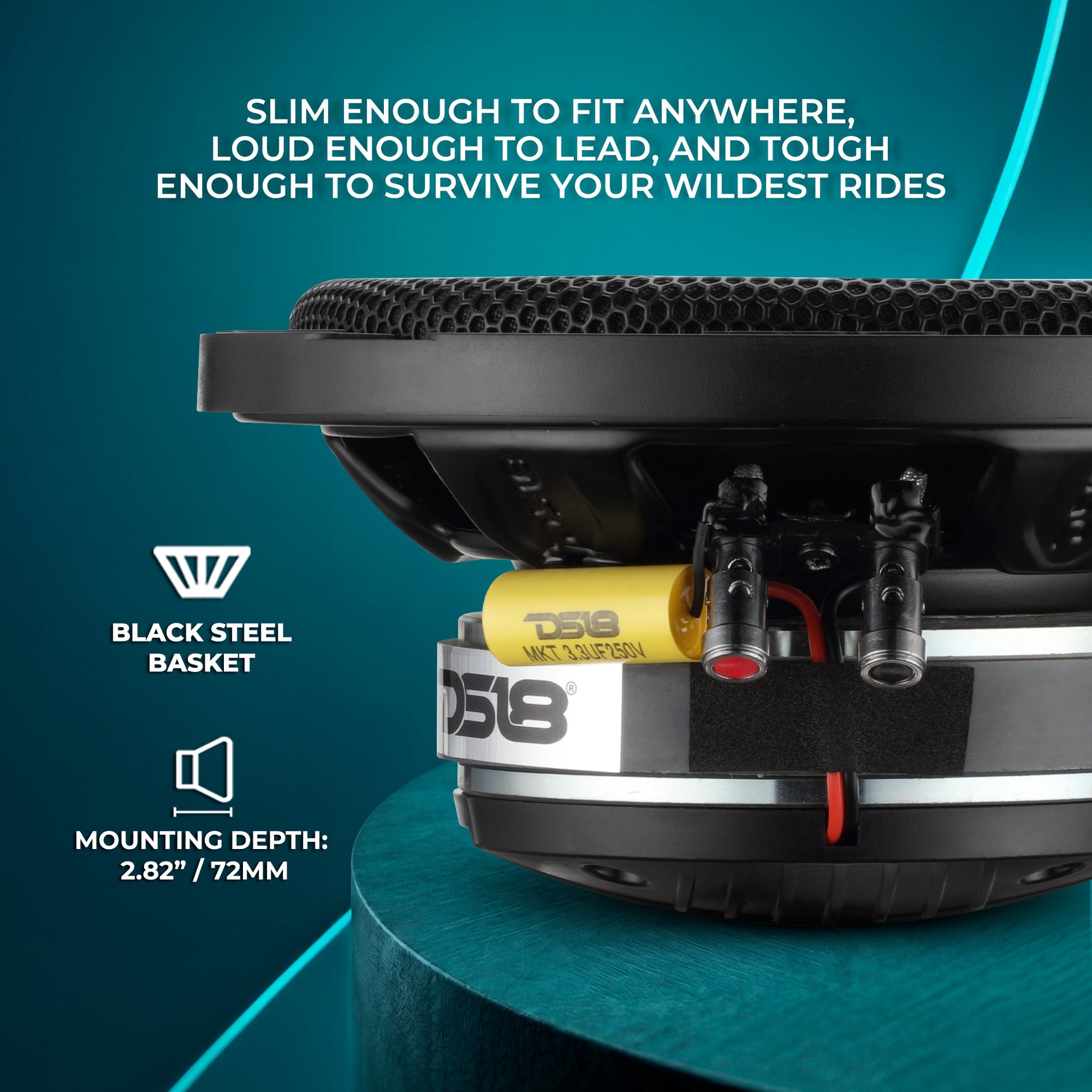 PRO 6.5" Shallow Coaxial Hybrid Mid-Range Loudspeaker with Built-in Driver | 150W RMS 8-Ohm.