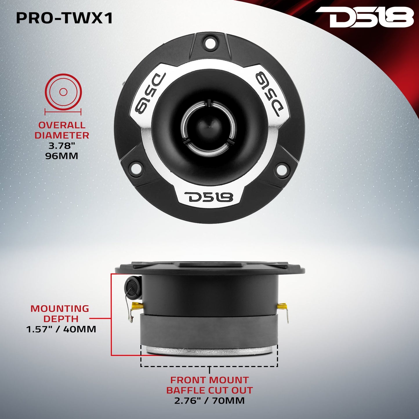 3.8" Super Bullet Tweeter 120W RMS 1" Aluminum 4-Ohm Vc.