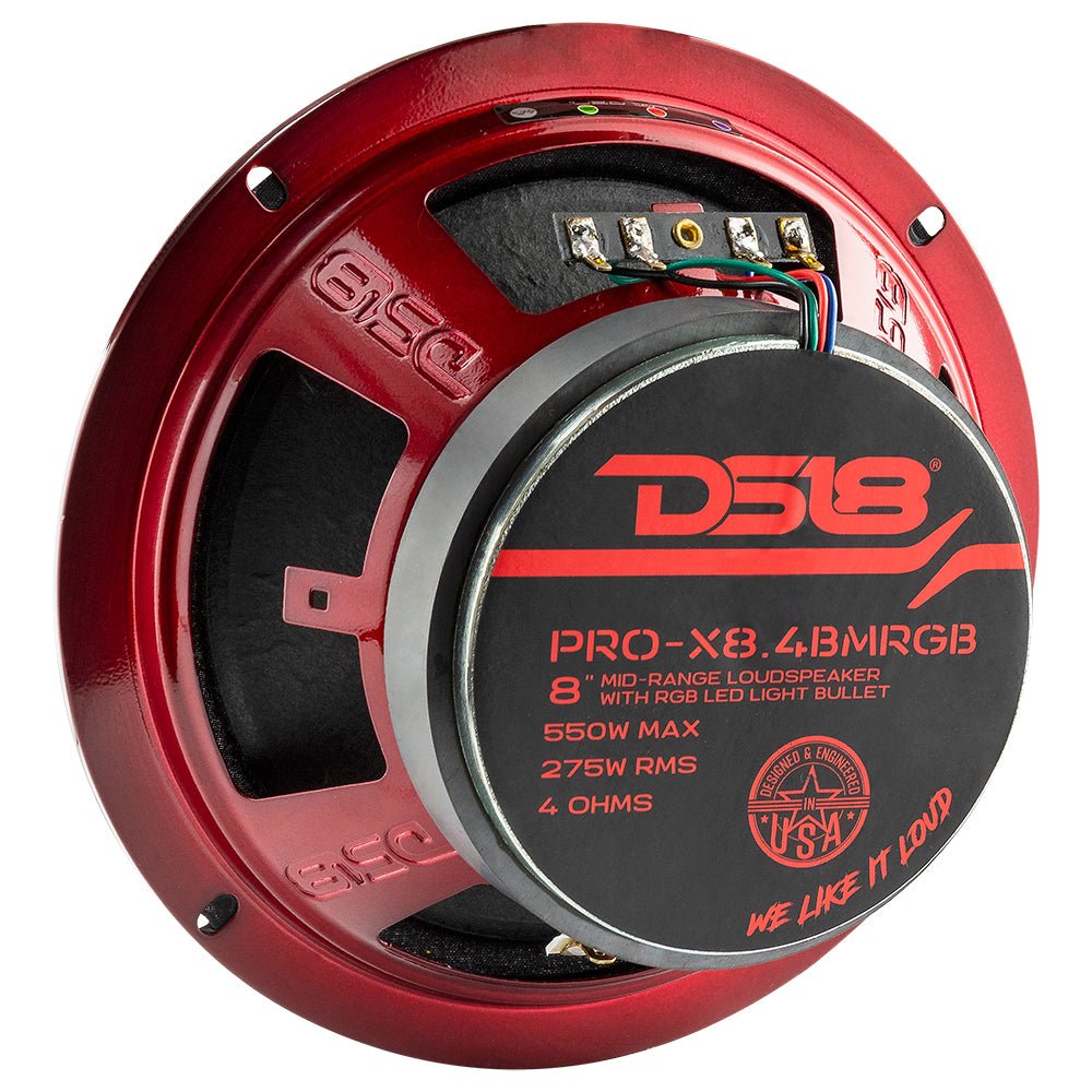 PRO-X 8" Mid-Range Loudspeaker with RGB Light Bullet 275 Watts Rms 4-Ohm.