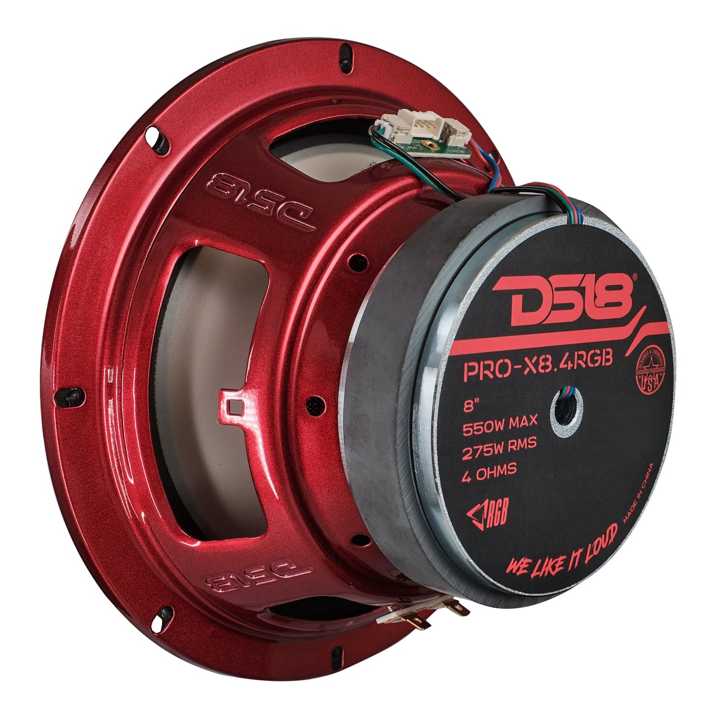 8" Mid-Range Loudspeaker with Dual RGB LED For Cone & Dust Cap 275 Watts 4-Ohm