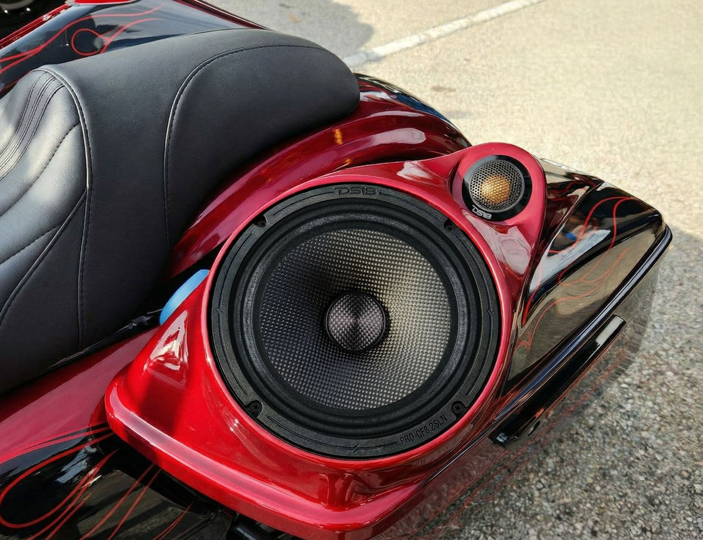 8” Slim Motorcycle & Motorsports Loudspeaker With Neodymium Magnet and Water Resistant Carbon Fiber Cone | 200W RMS 2-Ohm.
