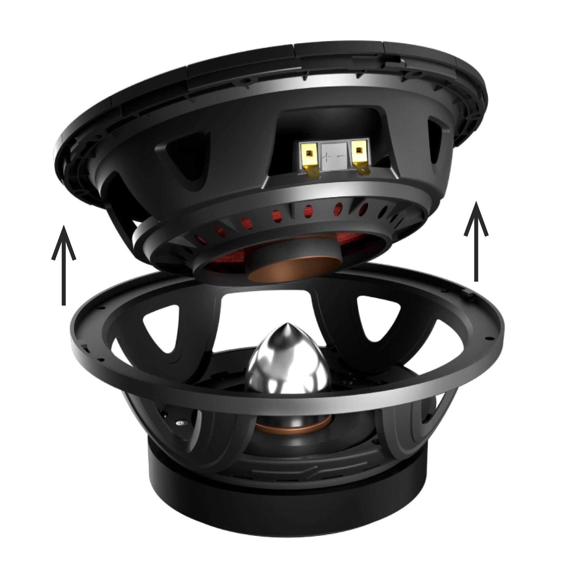 PROJECT360 8” High-Sensitivity Mid-High Loudspeaker with Bullet - 300W RMS 8-Ohm - Rotating Recone Design For Quick Repair.