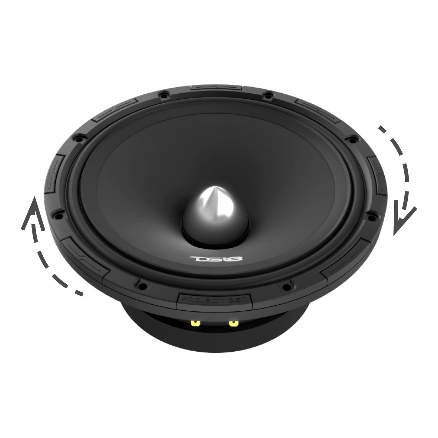 PROJECT360 8” High-Sensitivity Mid-High Loudspeaker with Bullet - 300W RMS 8-Ohm - Rotating Recone Design For Quick Repair.