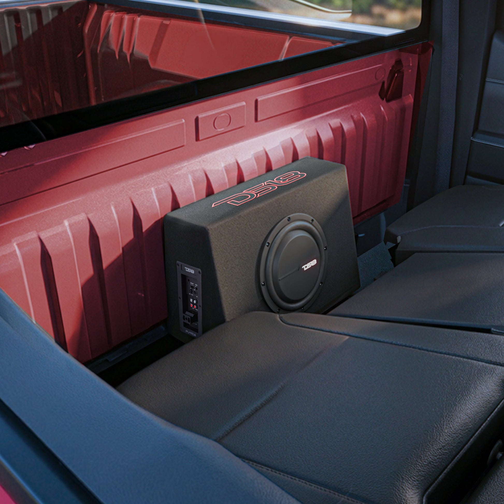 10” Amplified Shallow Subwoofer Enclosure for Pickup Trucks.