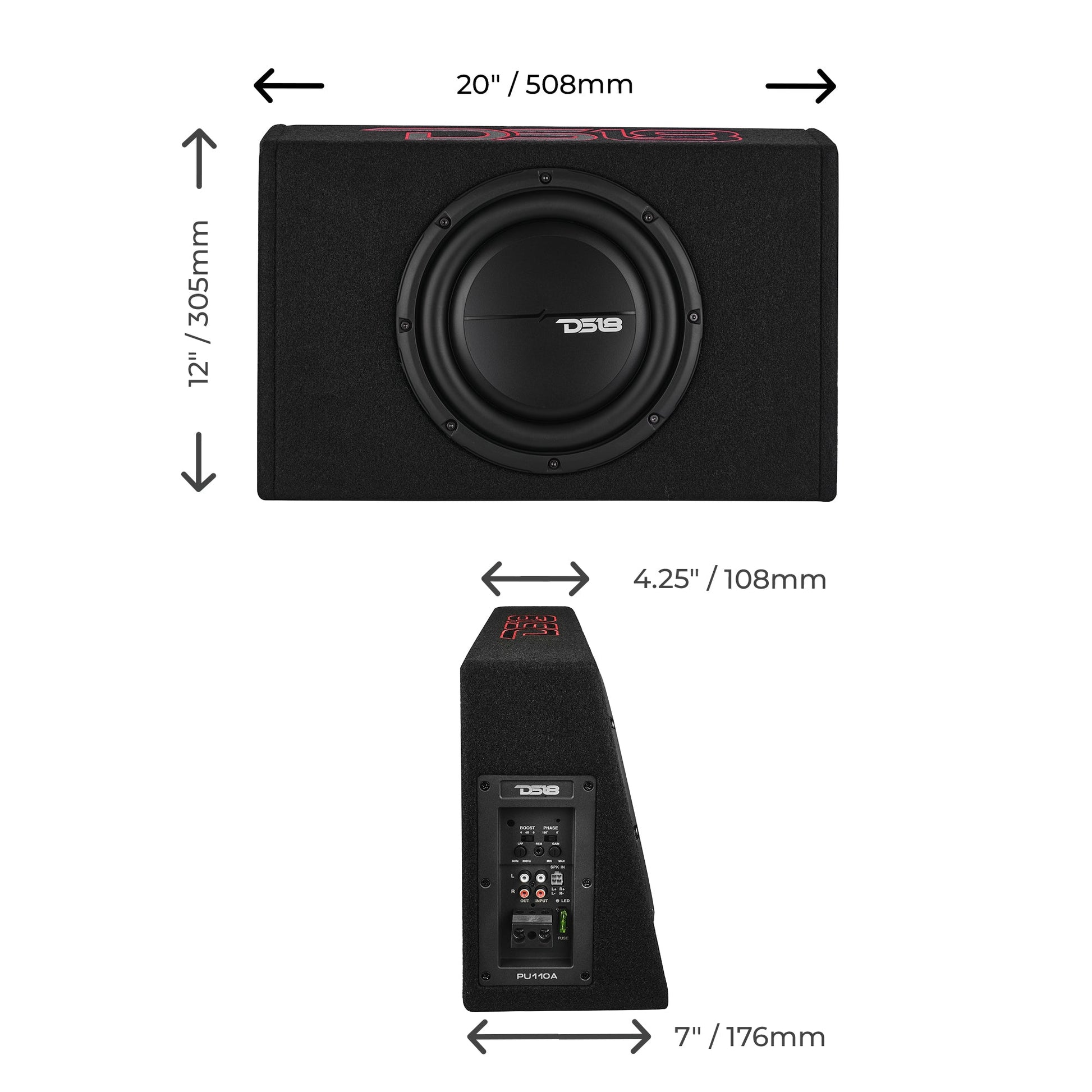 10” Amplified Shallow Subwoofer Enclosure for Pickup Trucks.