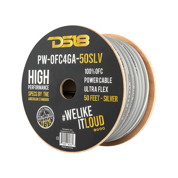 4-GA 100% OFC Ground, Power Cable, 50 Feet -Silver.