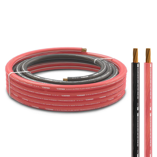 0-GA Ultra Flex CCA Ground Power Cable 5 Ft Black and 20 Ft Red Kit.