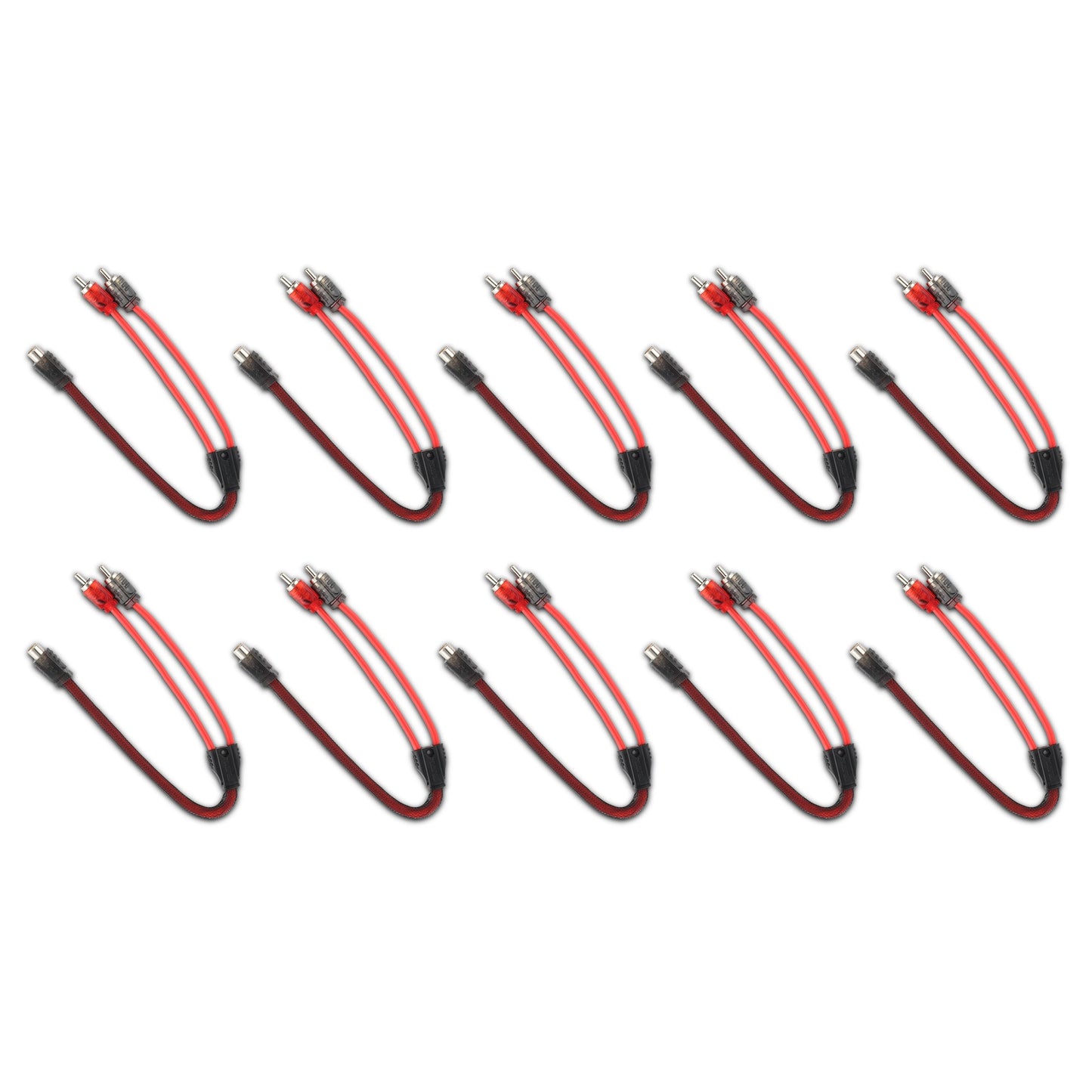 Level 2 RCA 100% Copper OFC Y Connector 1 FEMALE to 2 MALE - 10 Pack.