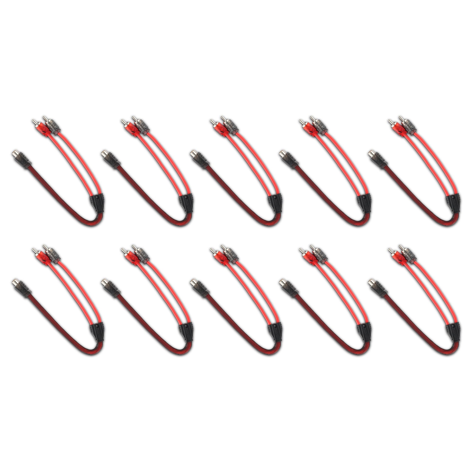 Level 2 RCA 100% Copper OFC Y Connector 1 FEMALE to 2 MALE - 10 Pack.