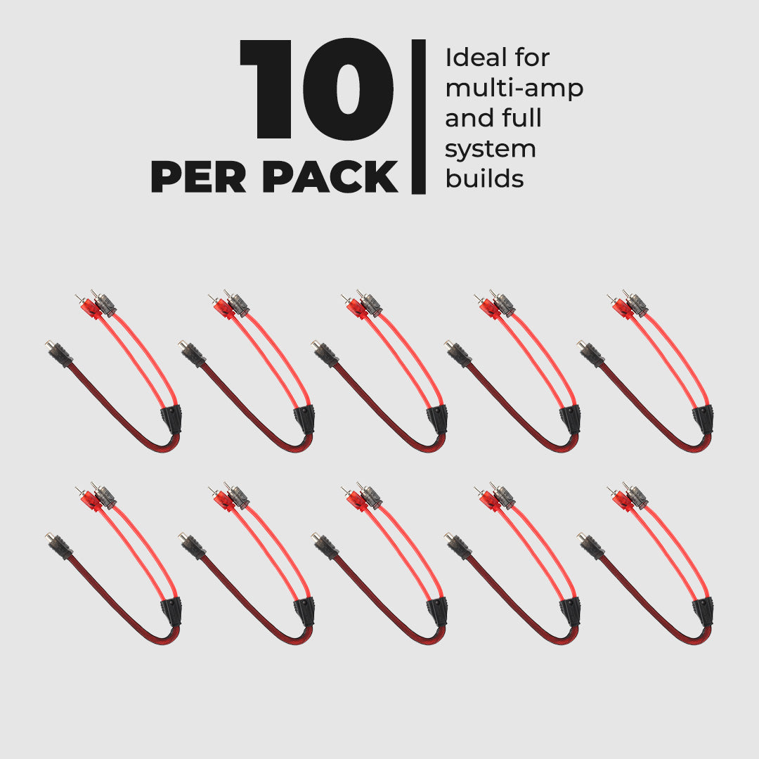 Level 2 RCA 100% Copper OFC Y Connector 1 FEMALE to 2 MALE - 10 Pack.