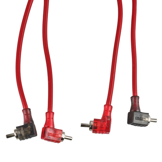 100% OFC Ultra Flex 2-Channel RCA with 90 Degree Ends, Dual Twist Wire, Red Braided Jacket - 20 ft.
