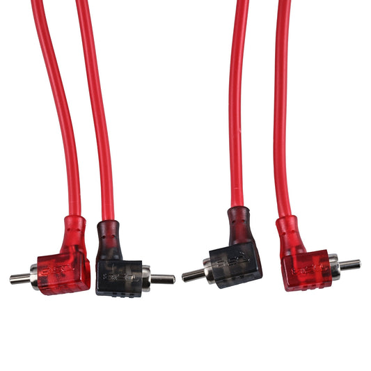 100% OFC Ultra Flex 2-Channel RCA with 90 Degree Ends, Dual Twist Wire, Red Braided Jacket - 6 ft.
