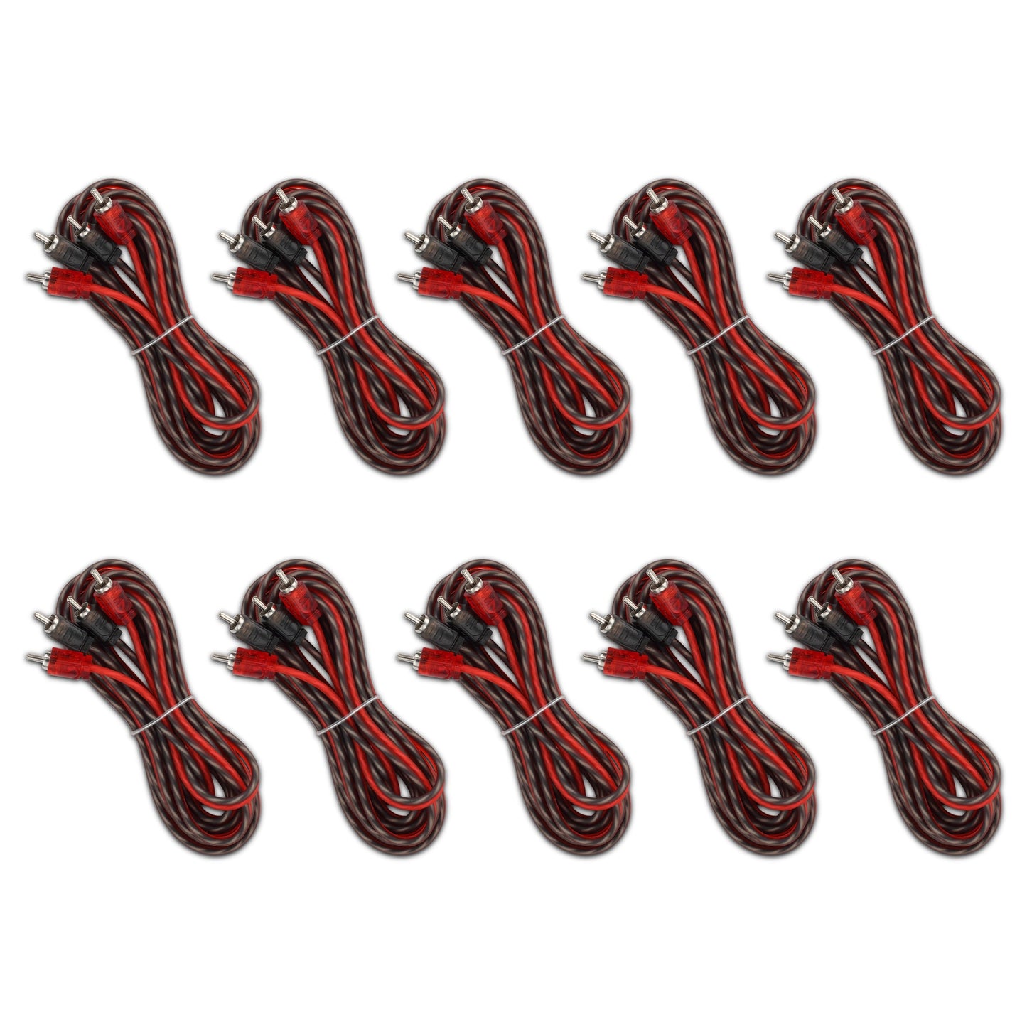 12 ft Ultra Flex 100% OFC RCA Cable Wire – 10-Pack.
