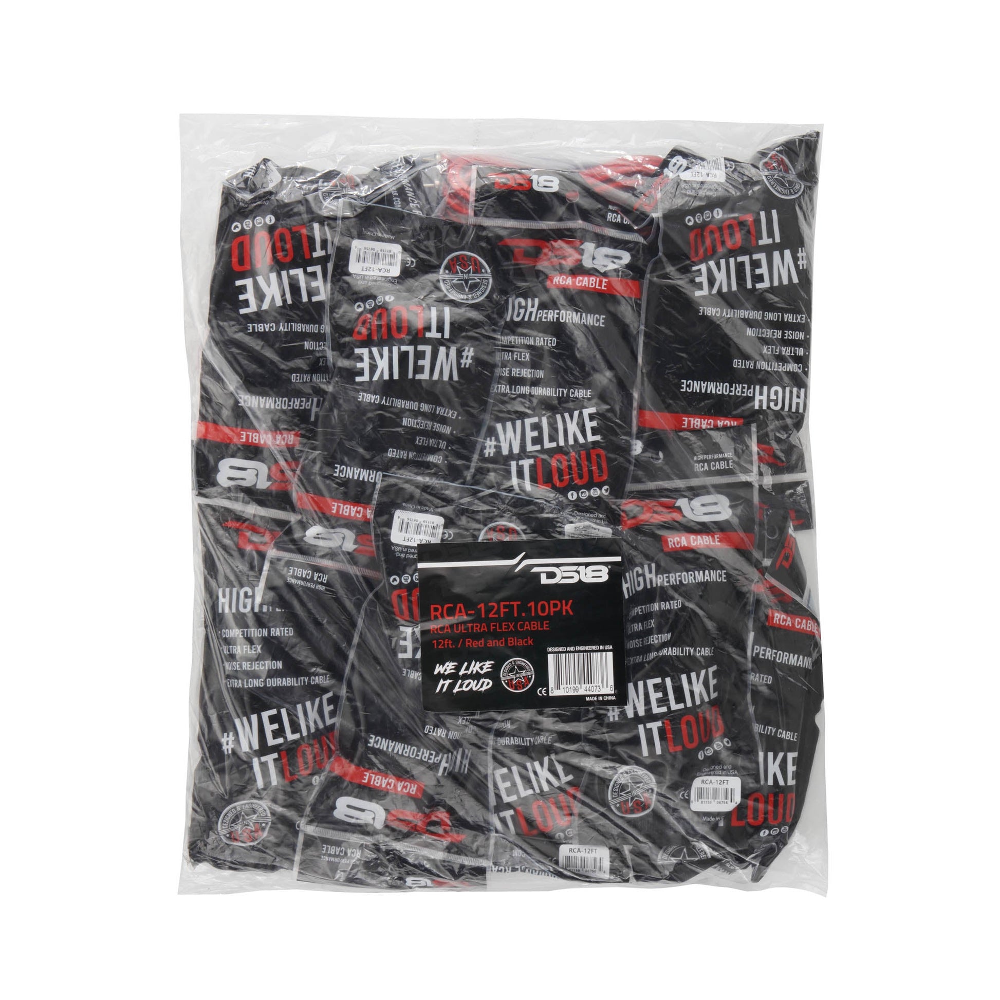 12 ft Ultra Flex 100% OFC RCA Cable Wire – 10-Pack.