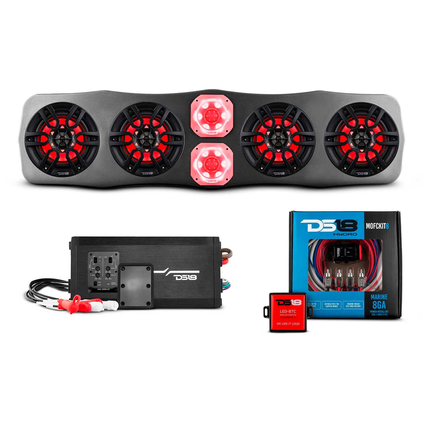 CAN-AM Soundbar With Amplifier and Installation Kit - Loaded with 4x 6.5" Marine Speakers & 2x 4" Super Bullet Tweeters.