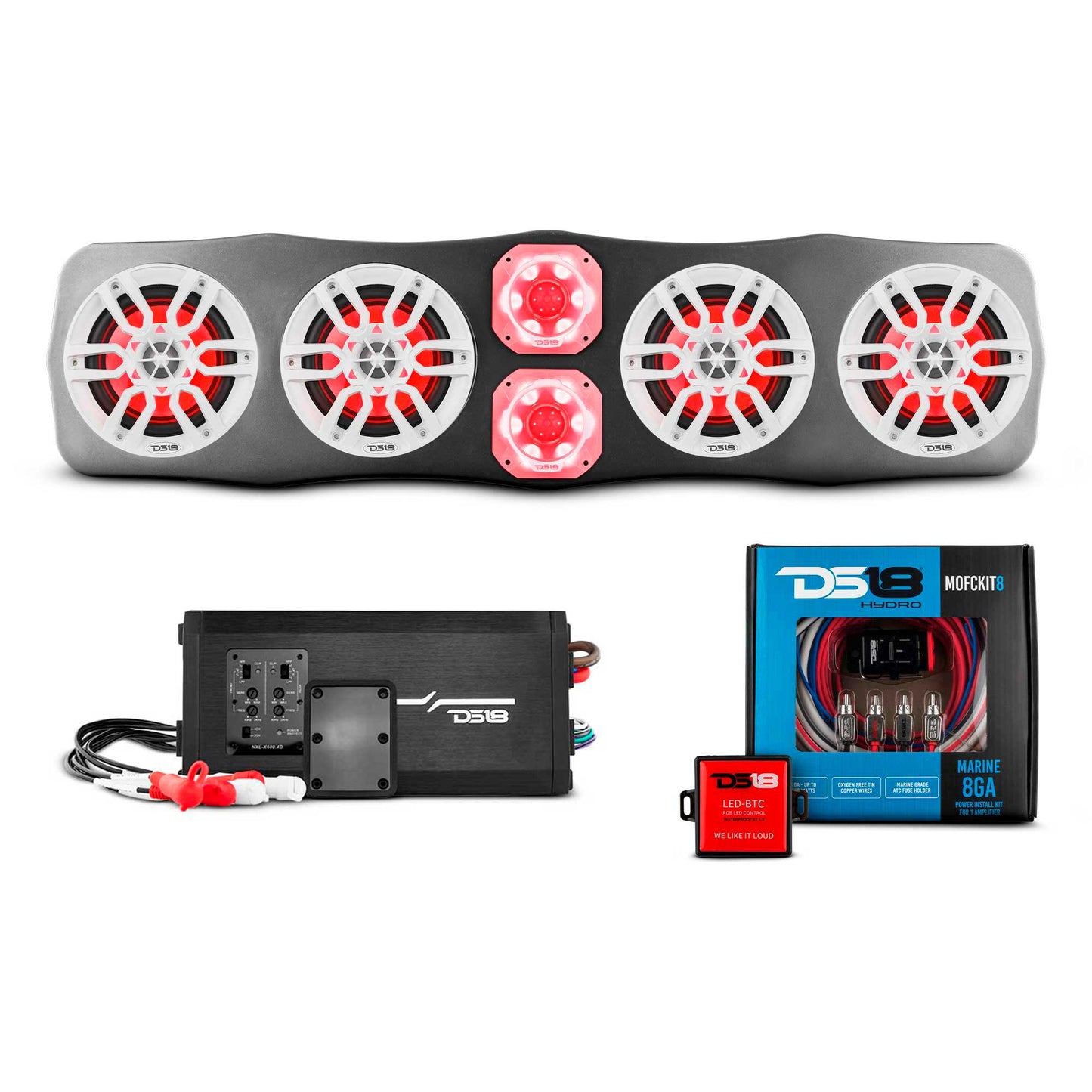 CAN-AM Soundbar With Amplifier and Installation Kit - Loaded with 4x 6.5" Marine Speakers & 2x 4" Super Bullet Tweeters.