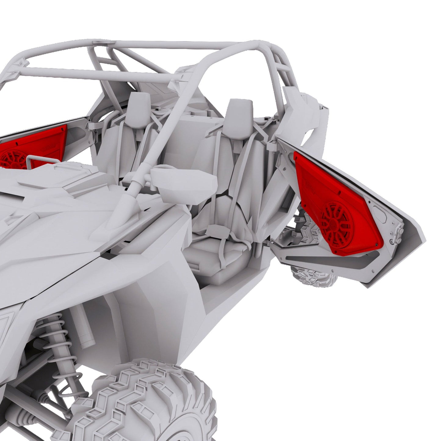 Polaris RZR Front Door Panels Loaded with NXL-IQ/BK 8" Coaxial Speakers.