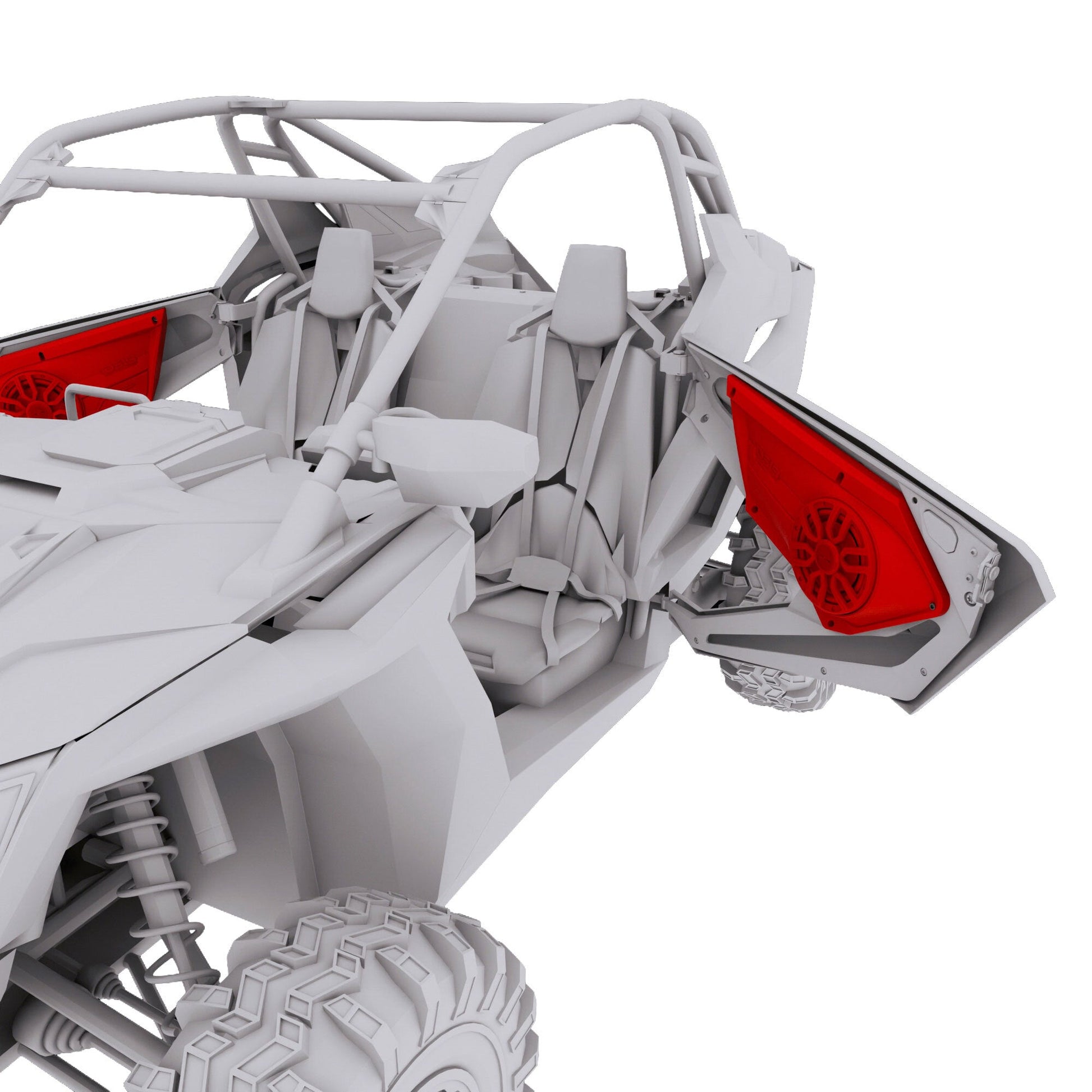Polaris RZR Front Door Panels Loaded with NXL-IQ/BK 8" Coaxial Speakers.