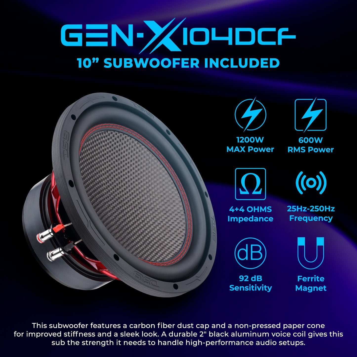 Polaris RZR Pro (2020–2024) Under-Dash 10” Subwoofer Enclosure – Loaded GEN-X10.4DCF | 600W RMS, Dual 4 Ohm | IP65 Water-Resistant.