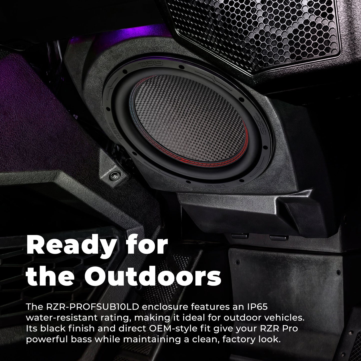 Polaris RZR Pro (2020–2024) Under-Dash 10” Subwoofer Enclosure – Loaded GEN-X10.4DCF | 600W RMS, Dual 4 Ohm | IP65 Water-Resistant.
