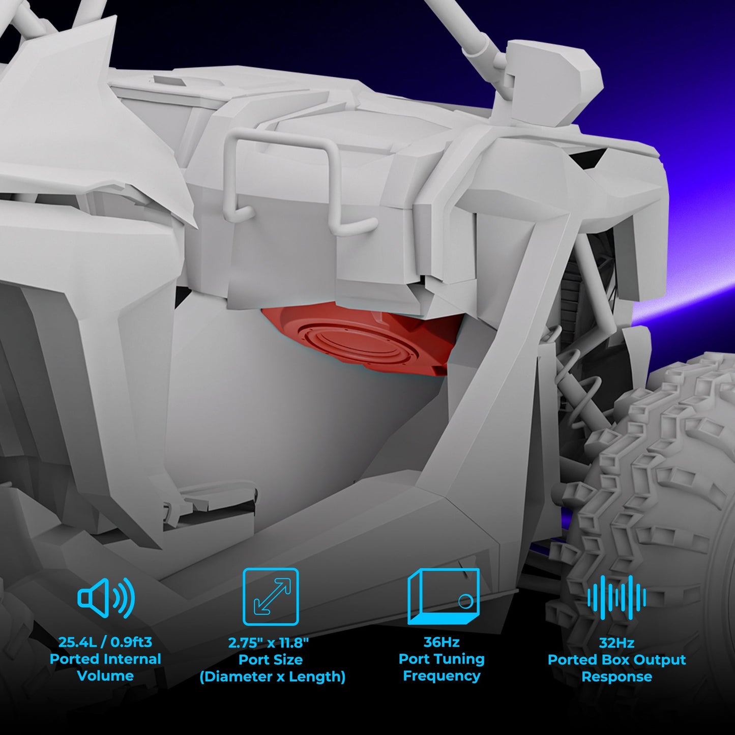 Polaris RZR Pro (2020–2024) Under-Dash 10” Subwoofer Enclosure – Loaded GEN-X10.4DCF | 600W RMS, Dual 4 Ohm | IP65 Water-Resistant.