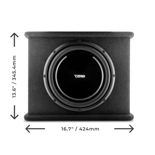 12" Loaded Amplified Shallow Subwoofer Enclosure 350 Watts Rms.