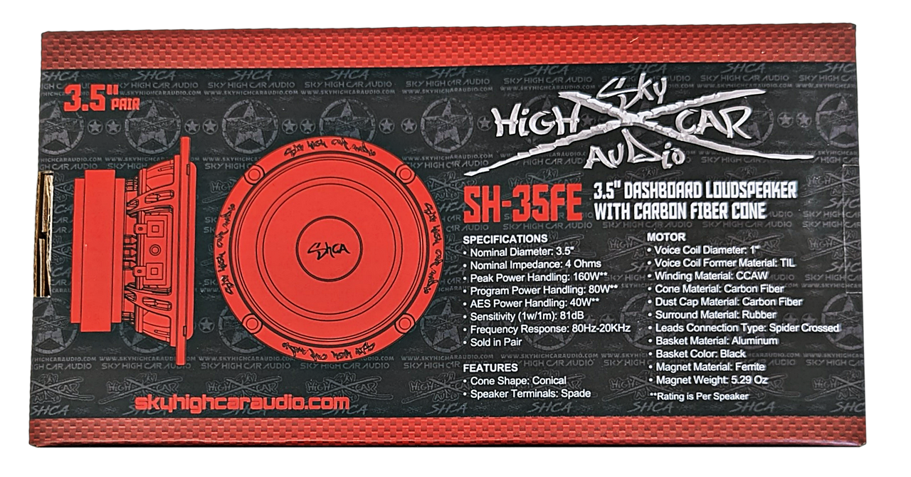 Sky High Car Audio SH-35FE 3.5" Loudspeaker with Carbon Fiber Cone (Pair) - Audio Sellerz