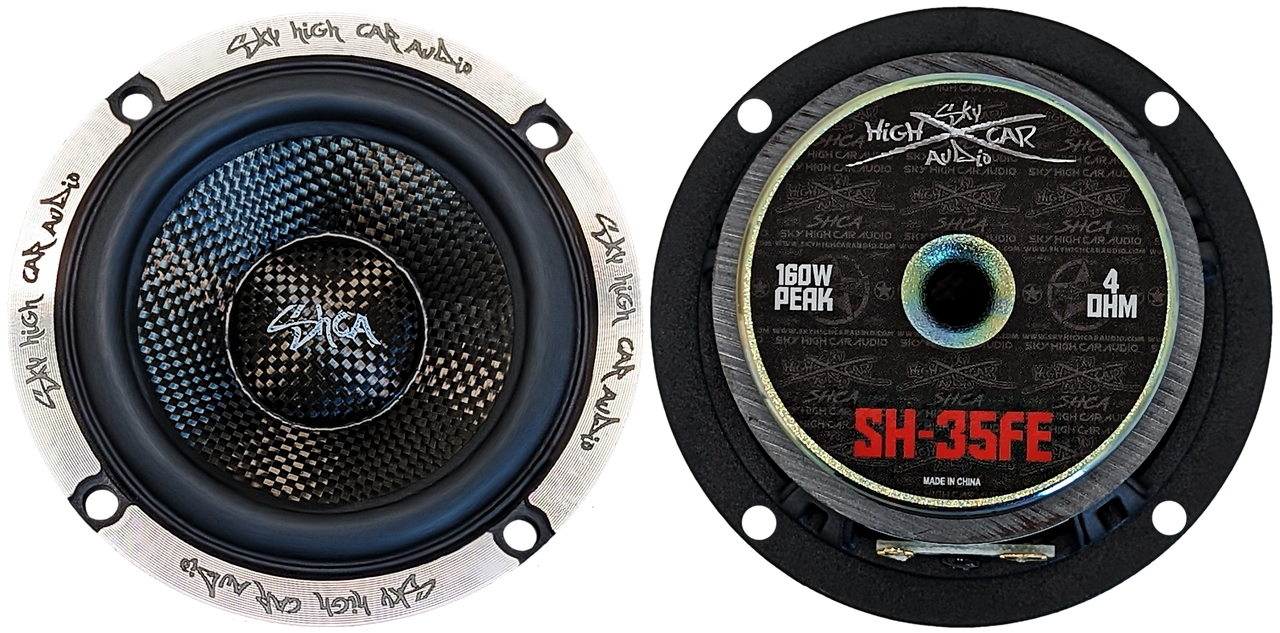 Sky High Car Audio SH-35FE 3.5" Loudspeaker with Carbon Fiber Cone (Pair) - Audio Sellerz
