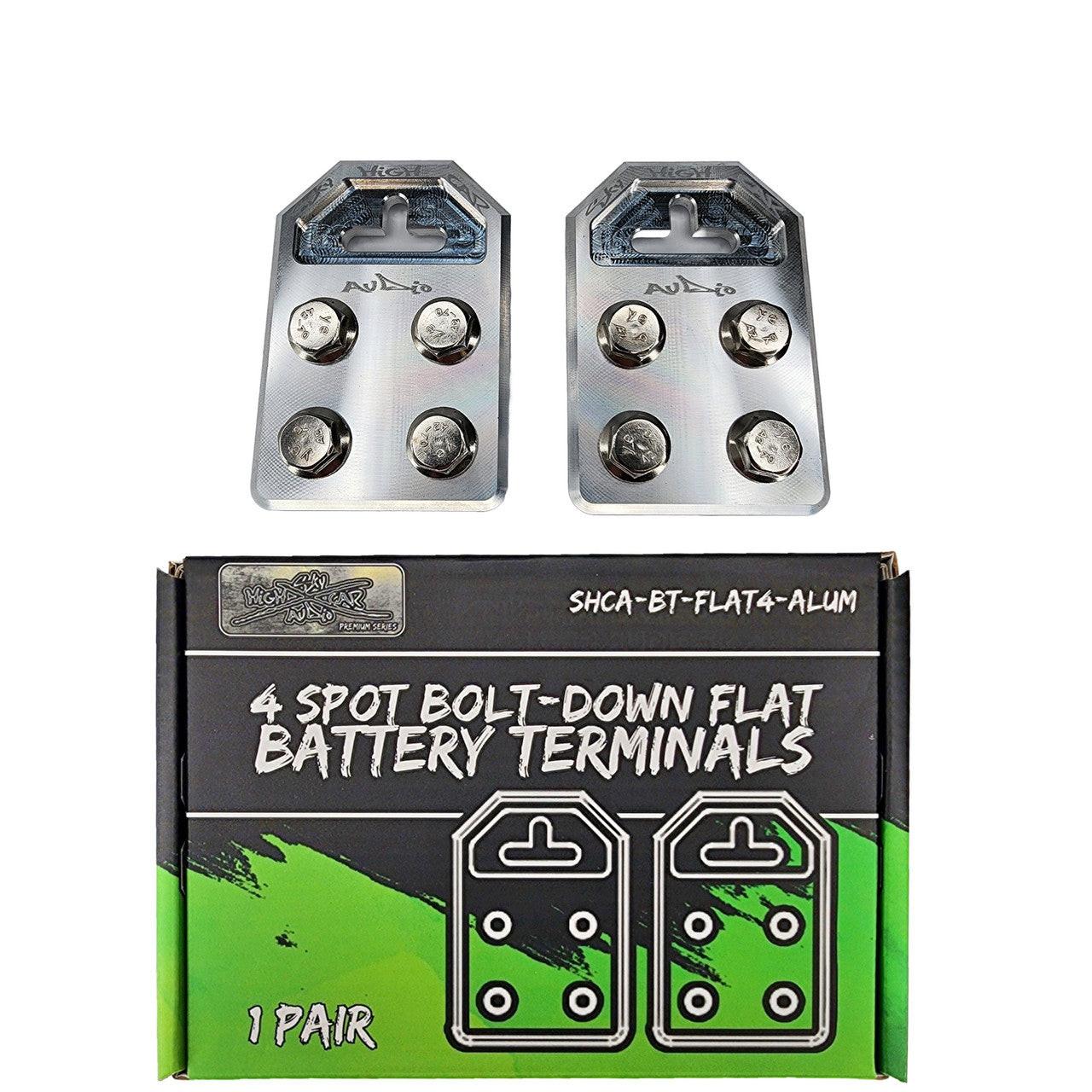 Sky High Car Audio Flat 4 Spot Aluminum Battery Terminals Pair - Audio Sellerz