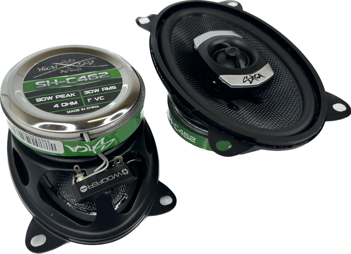 SHCA - C462 4x6" 2-way Coaxial Speakers (Pair) With Glass Fiber Cone and Pivoting Tweeter - Sold by Audio Sellerz