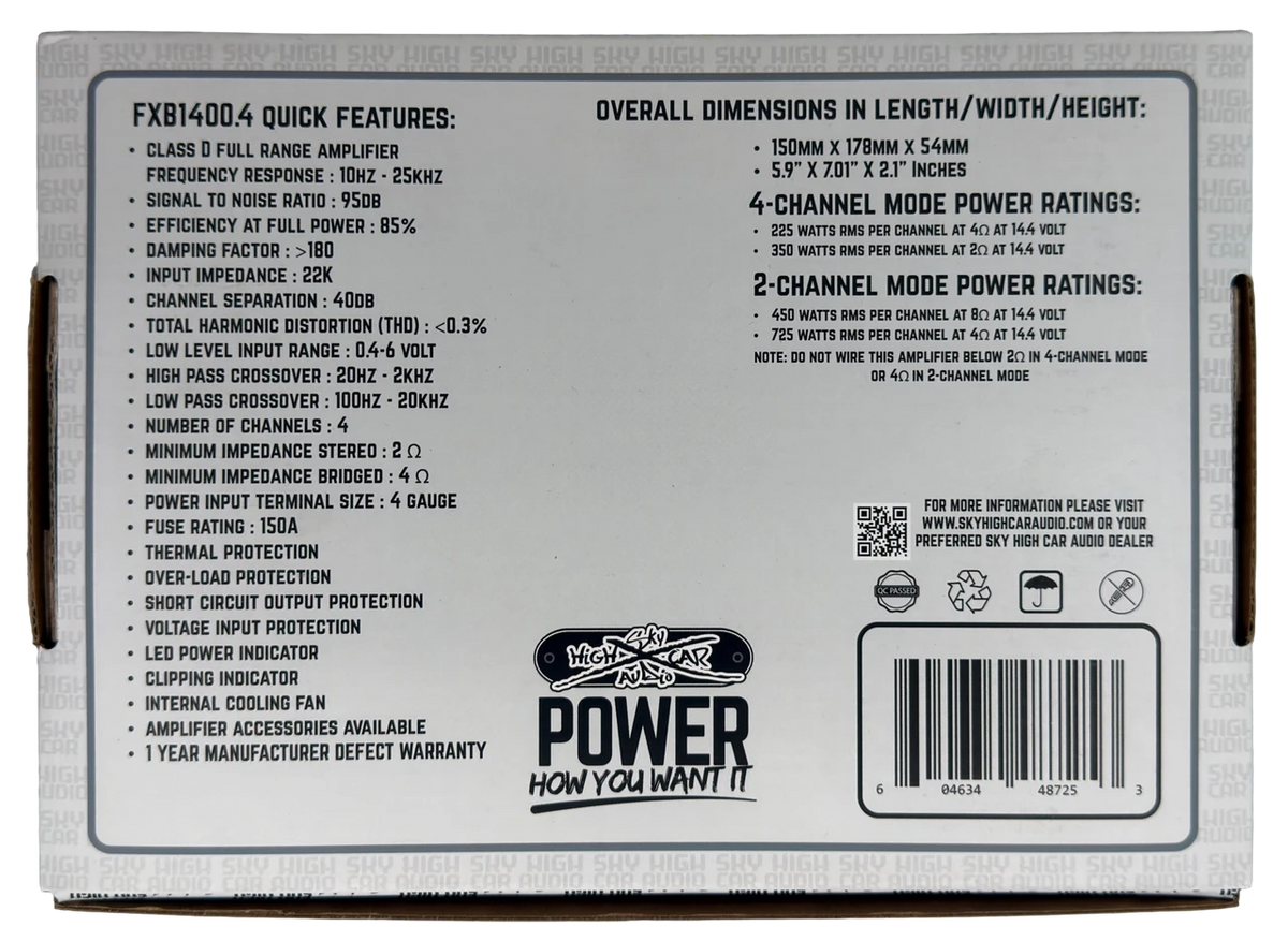 Sky High Car Audio FXB 1400.4 4-Channel Amplifier.