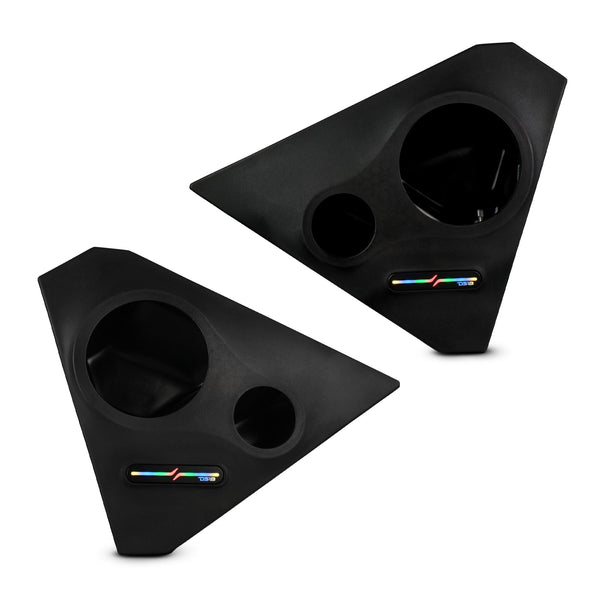 Polaris Slingshot Front Kick Empty Panel Pods With Digital LED Lights fits 2 x 6.5" Speakers and 2 x 3.8" Bullet Tweeters | 2015 - Current.