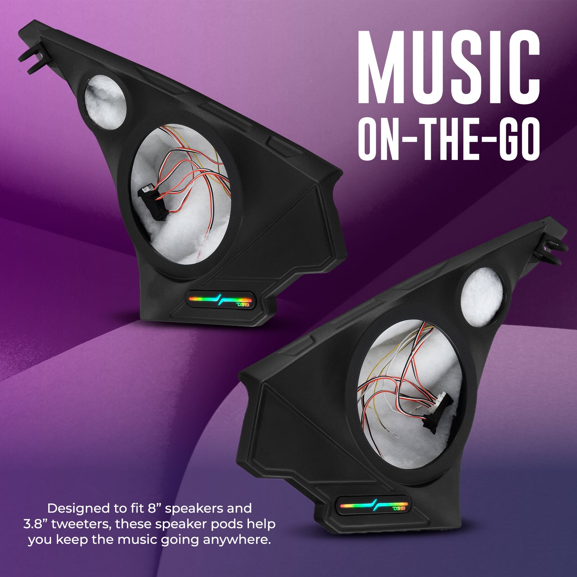 Polaris Slingshot Front Kick Panel Speaker Pods – Empty Enclosure for 8" Speakers and 3.8" Tweeters | 2020 - Current.