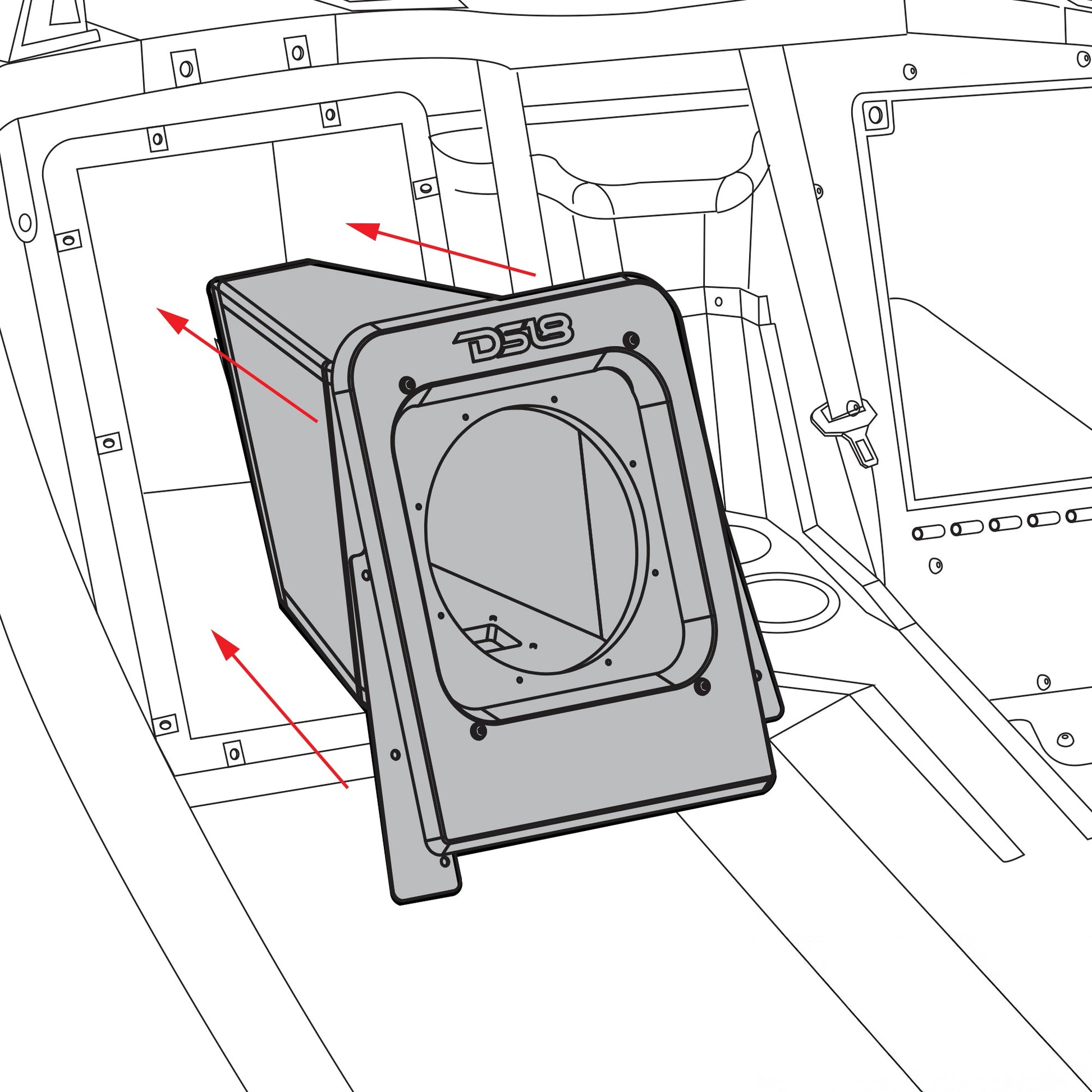 Polaris Slingshot Rear Sealed 10" Subwoofer Enclosure | Fits Either Passenger or Driver Side | 2015 - Current.