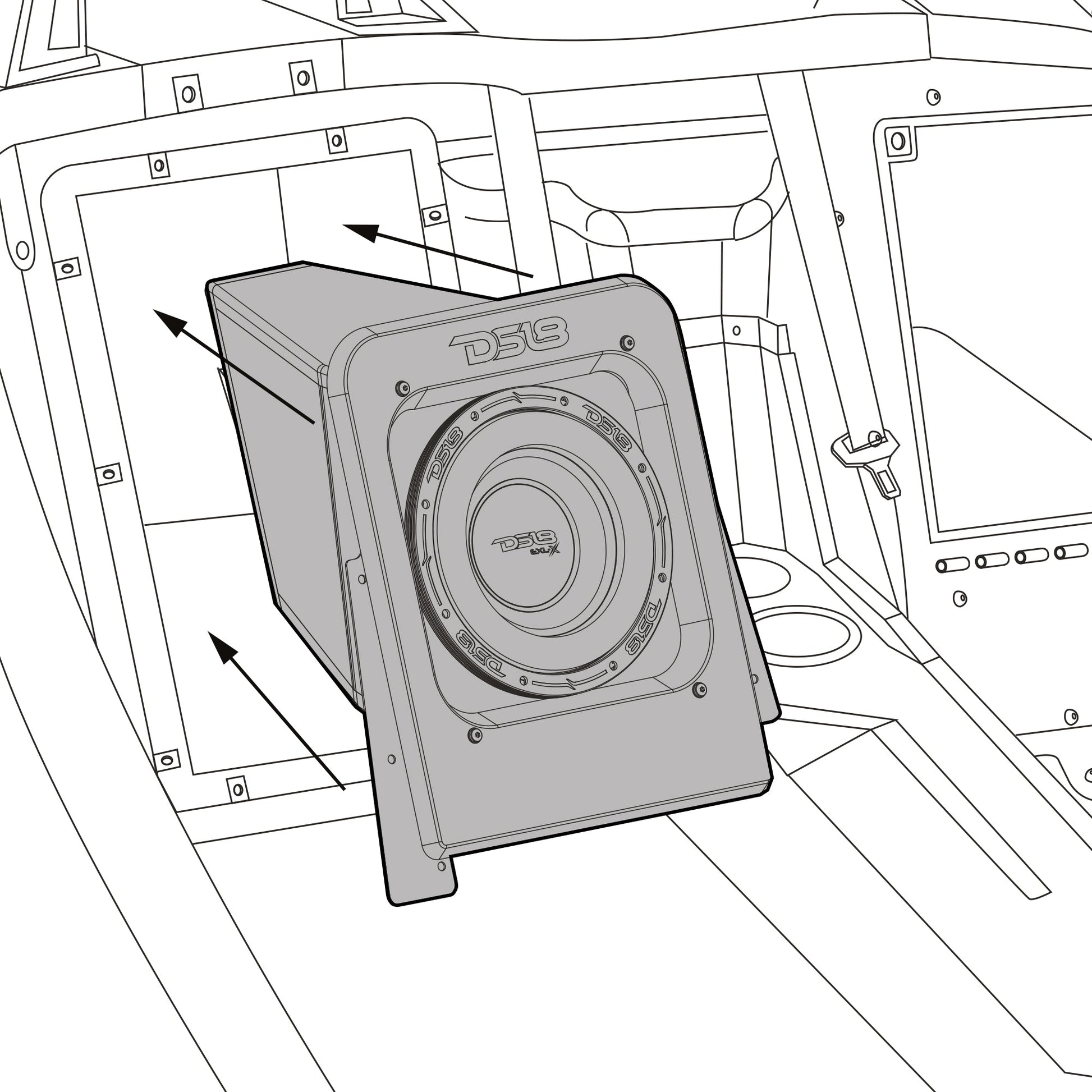 Polaris Slingshot Loaded Rear Sealed 10" Subwoofer Enclosure | Fits Either Passenger or Driver Side | 2015 - Current.
