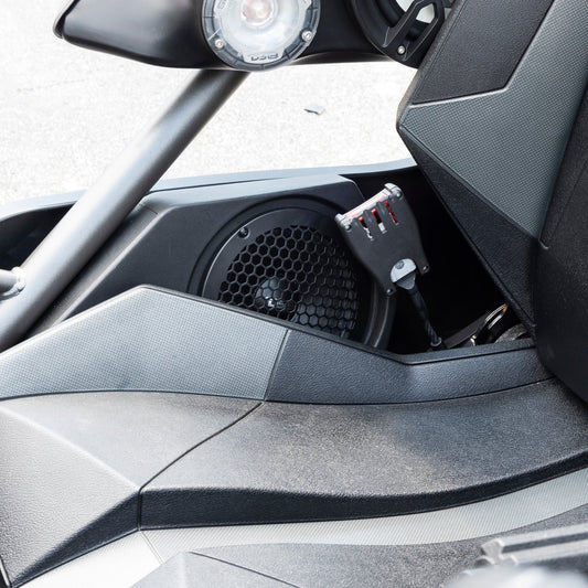 Polaris Slingshot Side Panel Enclosure Loaded | 2 x PRO-SM6,  2 x ZXI-T1 & 2 x PRO-GRILL6-MS/BK | 2015 - 2019.