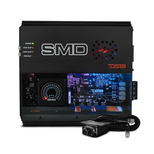 SMD 4-Channel Class AB Amplifier with VM-1 Voltmeter and Digital LED Lights 4 x 200W at 2-ohm - Steve Meade Designs.