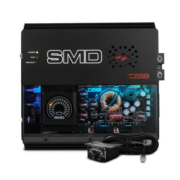 SMD Monoblock Amplifier with VM-1 Voltmeter and Digital LED Lights 2000W RMS at 1-ohm - Steve Meade Designs.