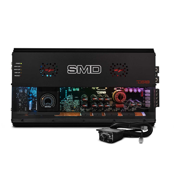 SMD 5-Channel Amplifier with VM-1 Voltmeter and Digital LED Lights 4 x 250W at 2-Ohm Class AB + 1 x 1800W at 1-Ohm Class D - Steve Meade Designs.