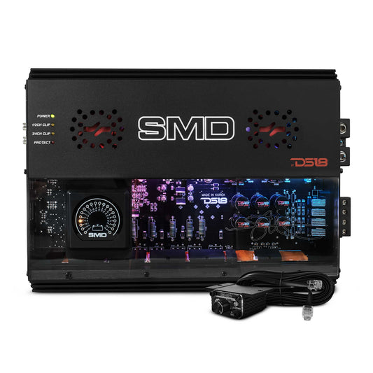 SMD 4-Channel Class AB Amplifier with VM-1 Voltmeter and Digital LED Lights 4 x 300W at 2-Ohm - Steve Meade Designs.
