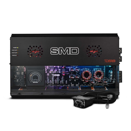 SMD 4-Channel Class AB Amplifier  with VM-1 Voltmeter and Digital LED Lights 4 x 500W at 2-Ohm - Steve Meade Designs.