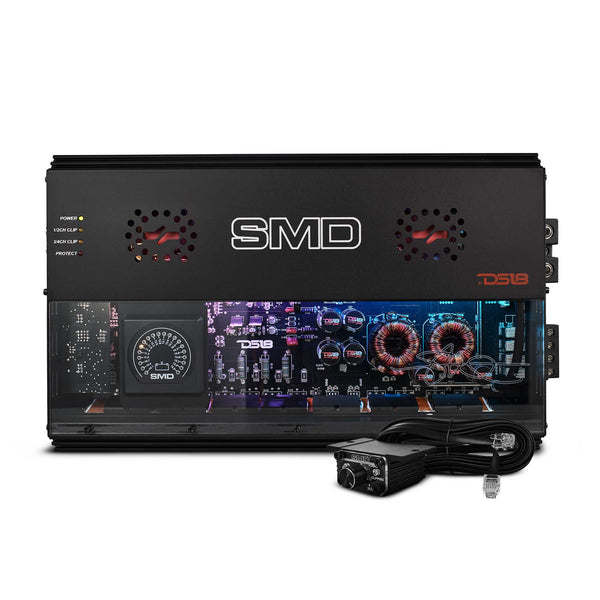 SMD 4-Channel Class AB Amplifier  with VM-1 Voltmeter and Digital LED Lights 4 x 500W at 2-Ohm - Steve Meade Designs.